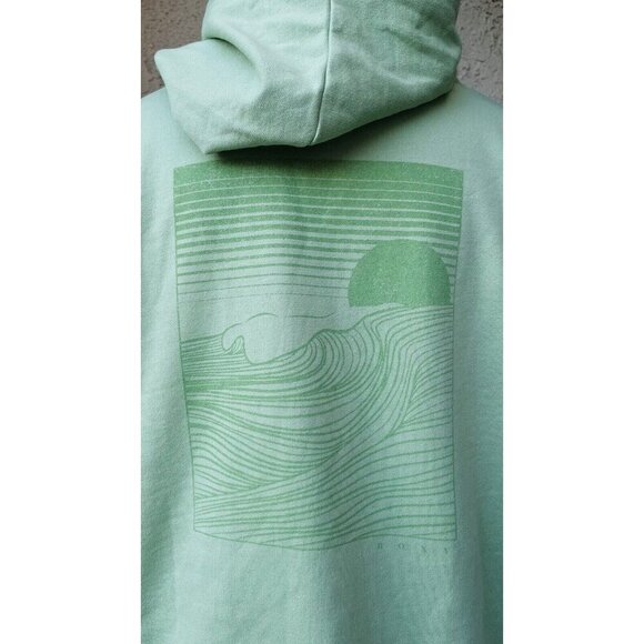 Roxy Afternoon Hike Hoodie Women’s Size L Color Green Kangaroo Pocket Pullover - Picture 7 of 11